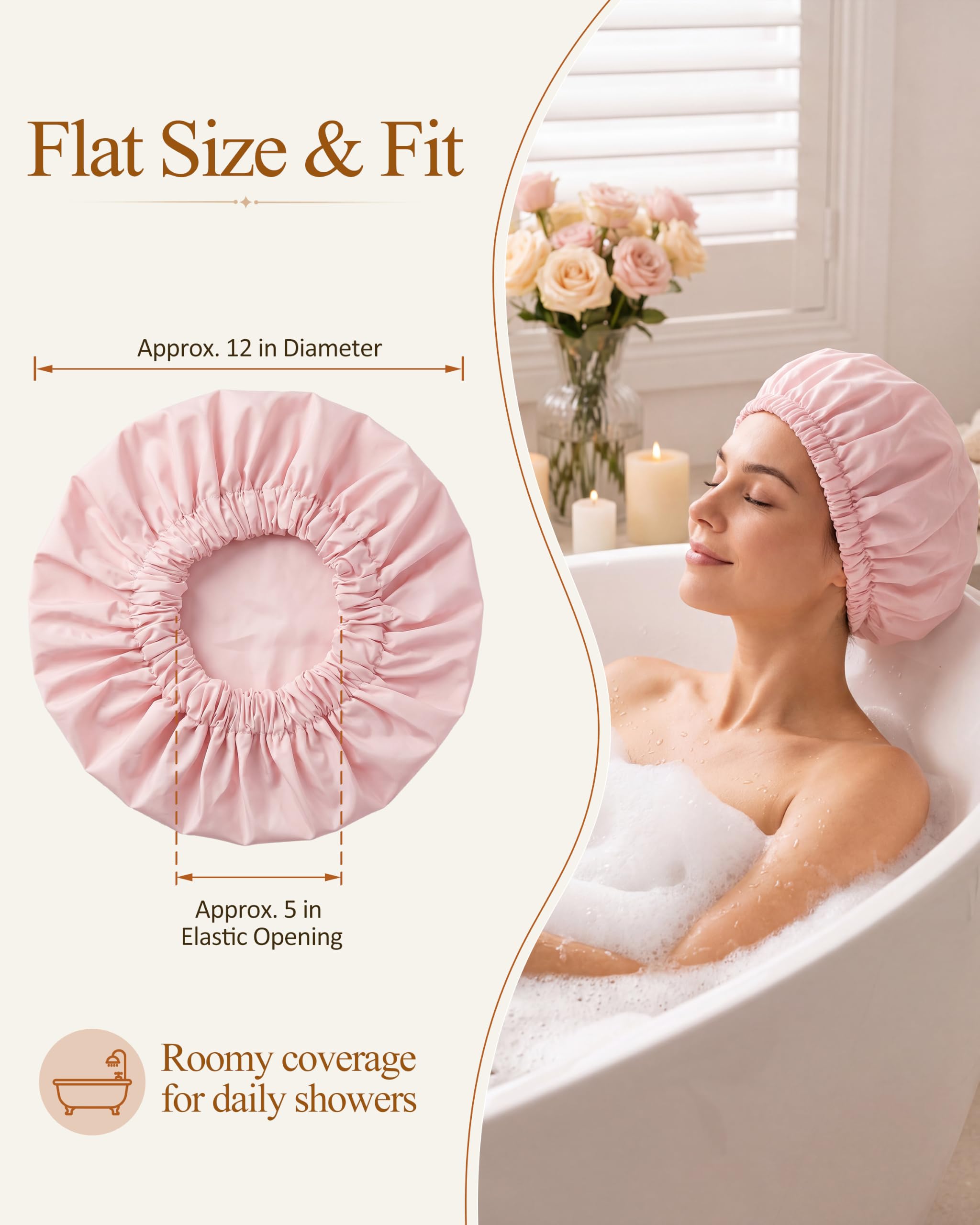 Reusable Shower Caps for Women - Waterproof & Dry Hair -7