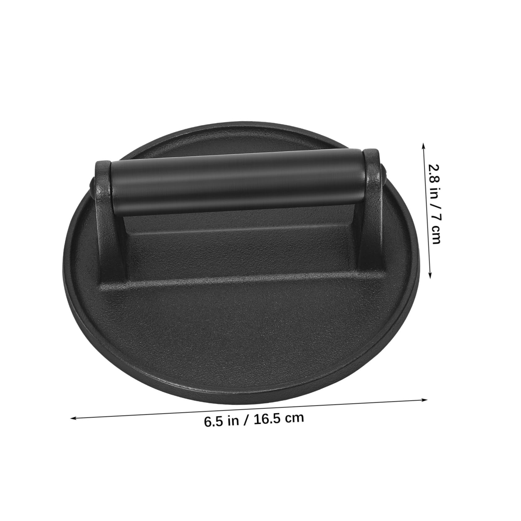 Cabilock Cast Iron Burger Press Heavy Duty Round Meat Smasher with Comfortable Handle for Griddle Cooking Versatile Kitchen Tool for Pressing Burgers Bacon and More