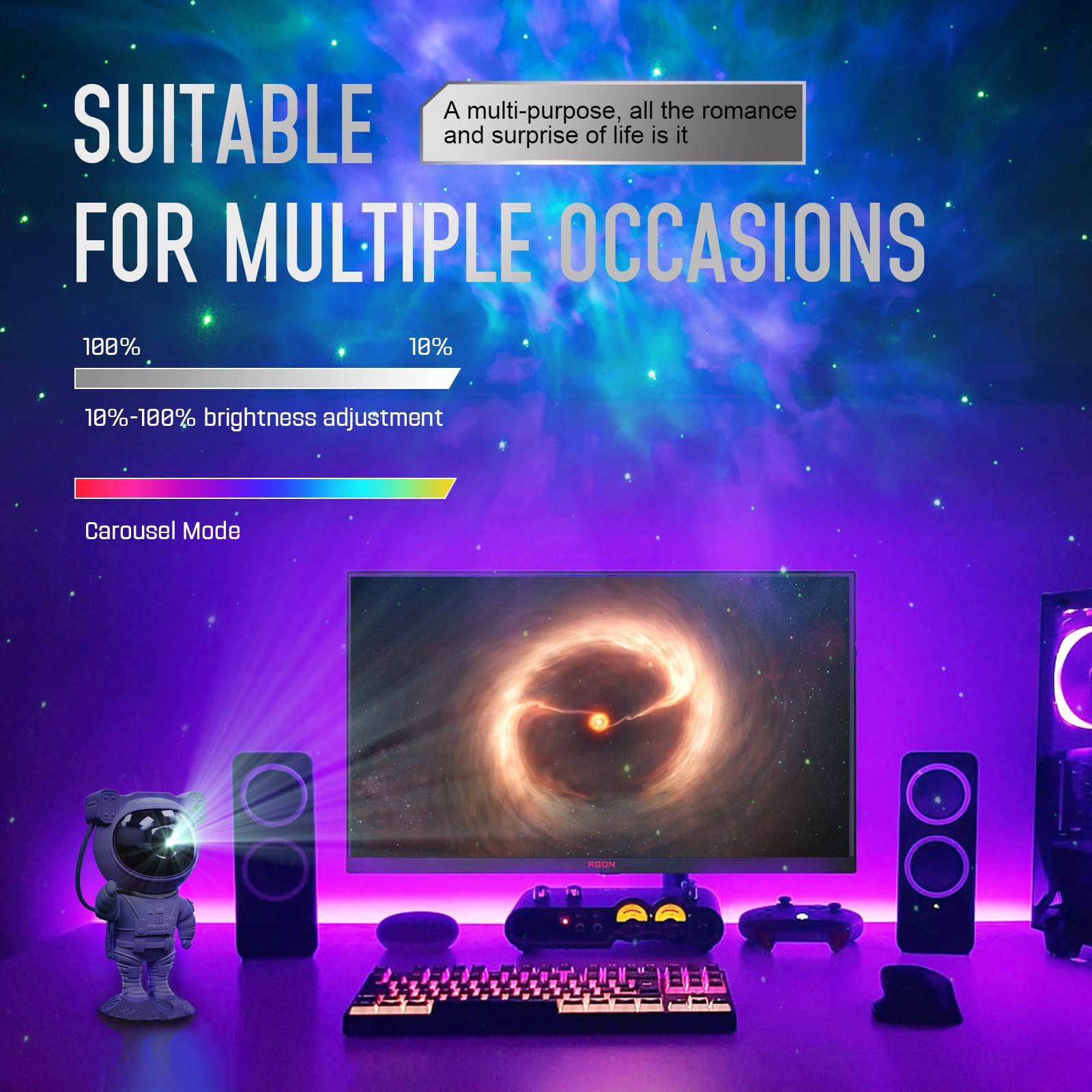 Star Projector Galaxy Night Light - Astronaut Space Projector, Starry Nebula Ceiling LED Lamp with Timer and Remote, Kids Room Decor Aesthetic, for Christmas & Birthdays