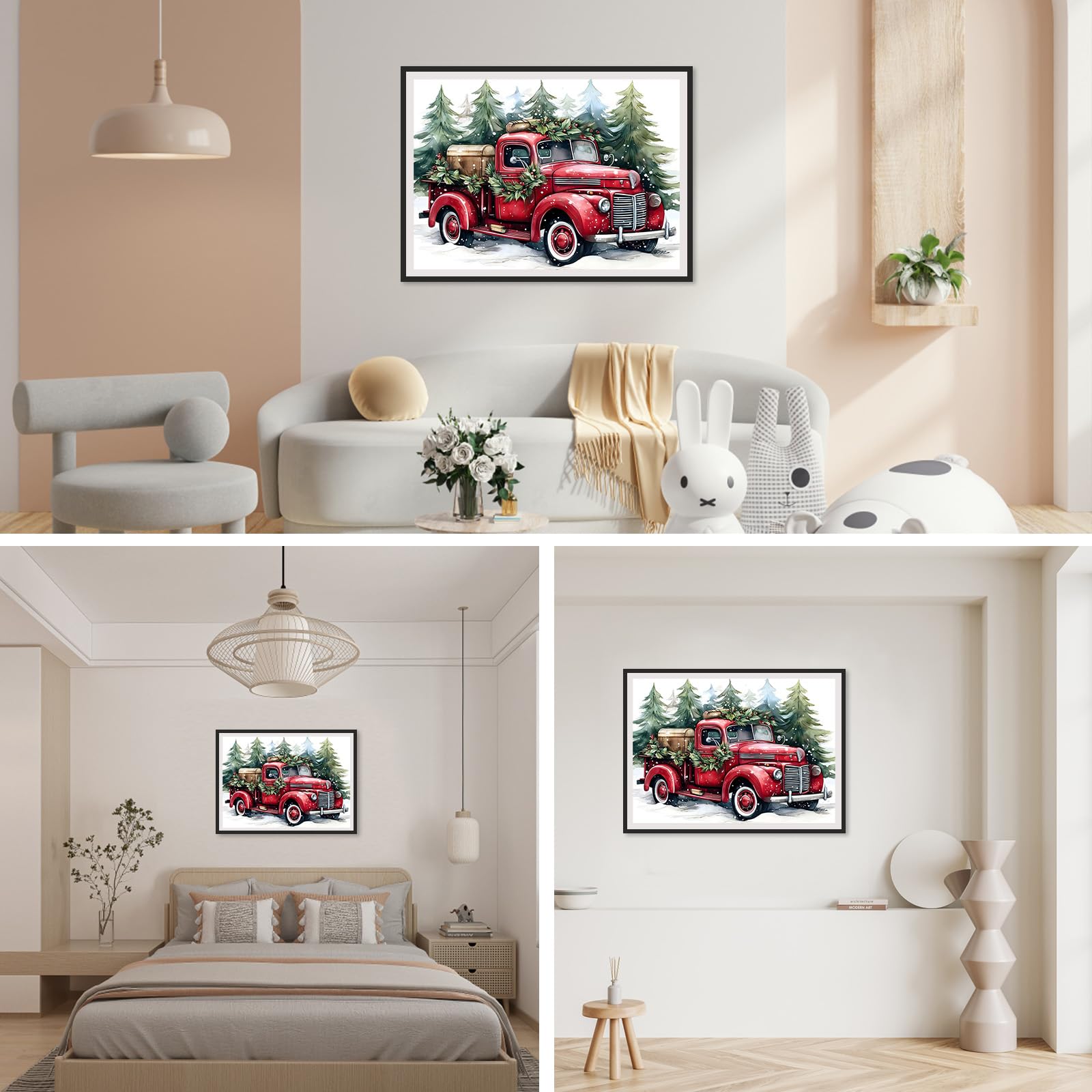 Christmas Snow Stitch Diamond Painting Kit - 5D Full Drill DIY Art With Red Truck & Dog (40x30 Cm) - View #8