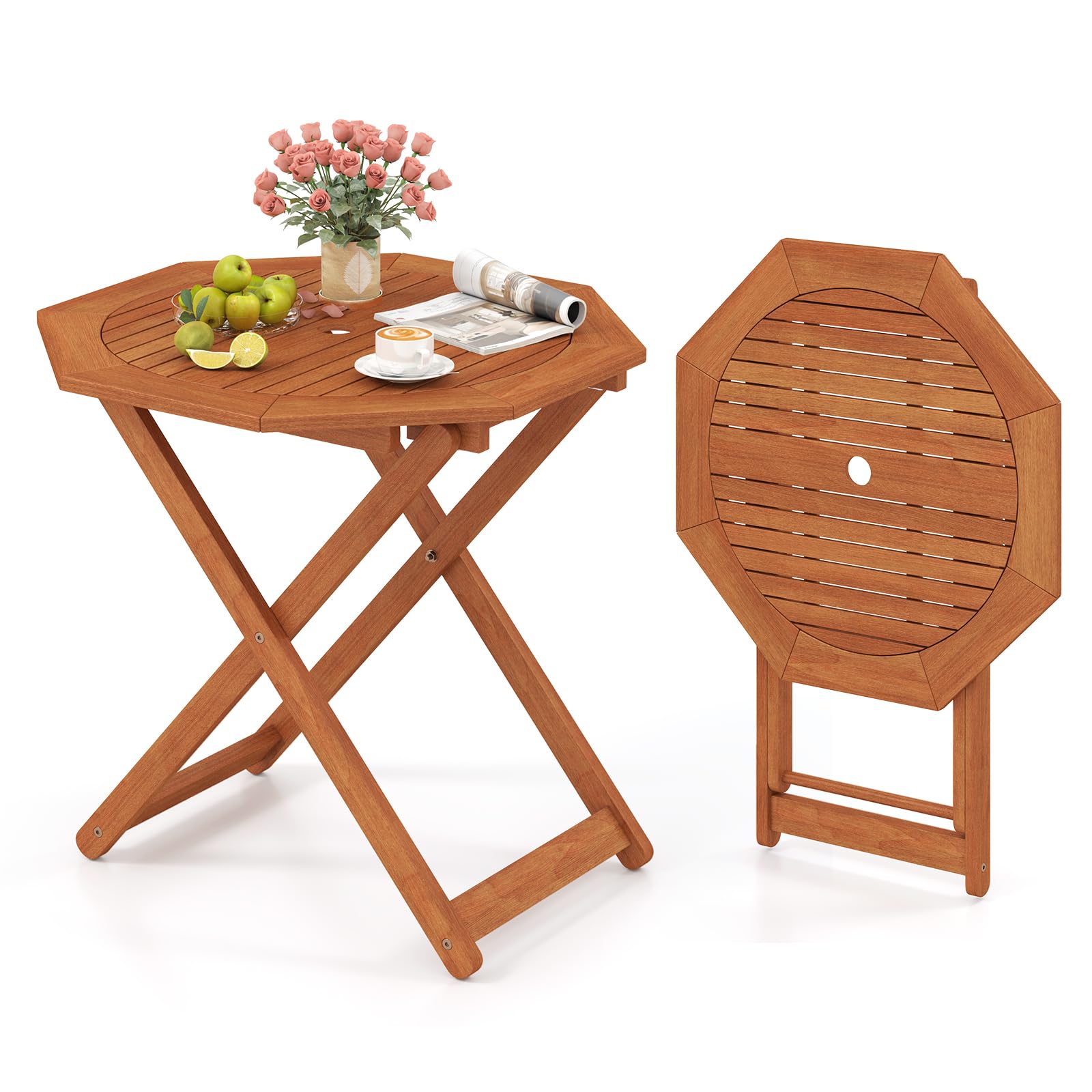 Amazon.com : HAPPYGRILL Outdoor Patio Wood Dining Table for 4