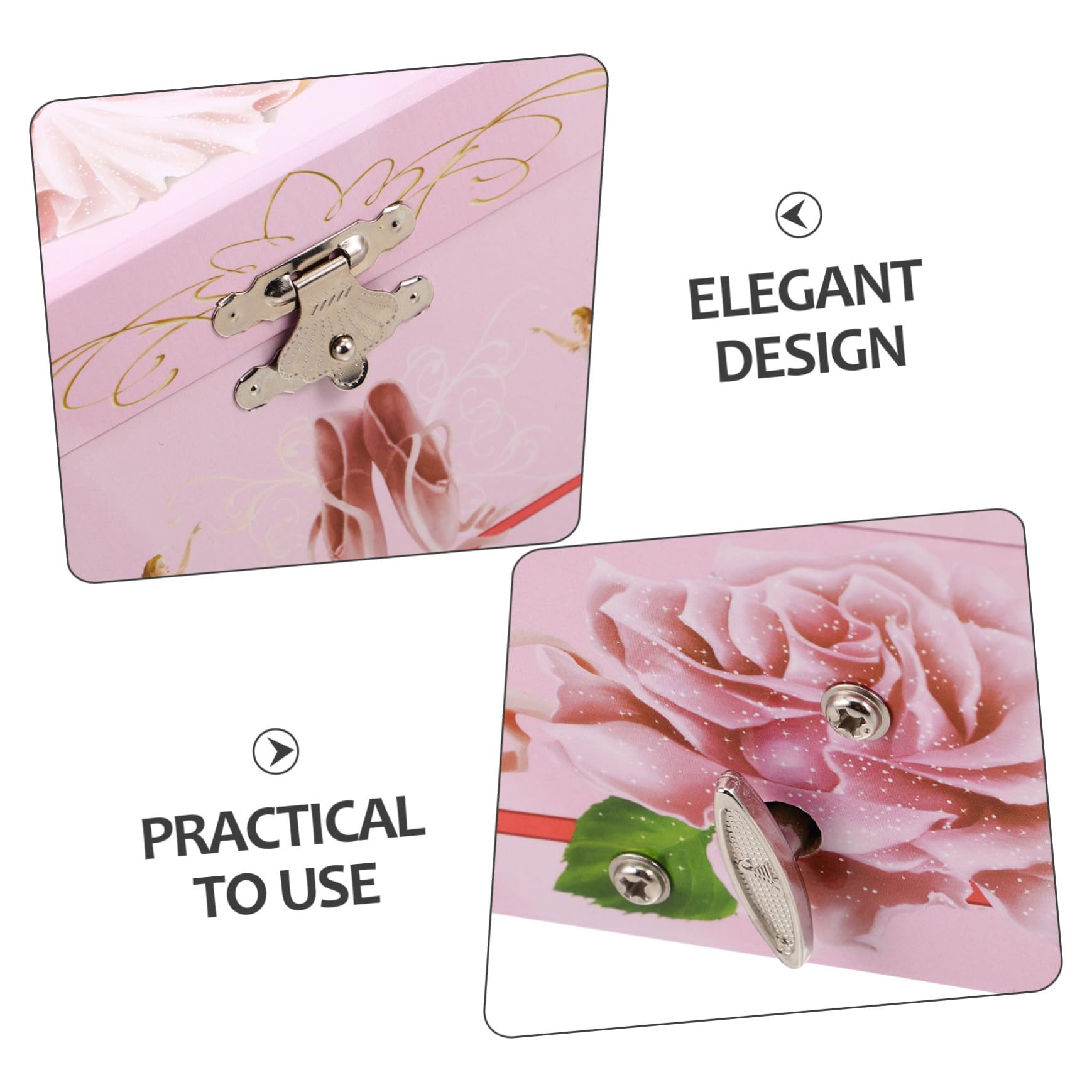 Ipetboom Joyero Musical Bailarina Rosa de 5 Pulgadas, Caja de Música de Ballet para Niñas, Organizador Compacto de Joyas, Decoración Infantil y Obsequio para Cumpleaños