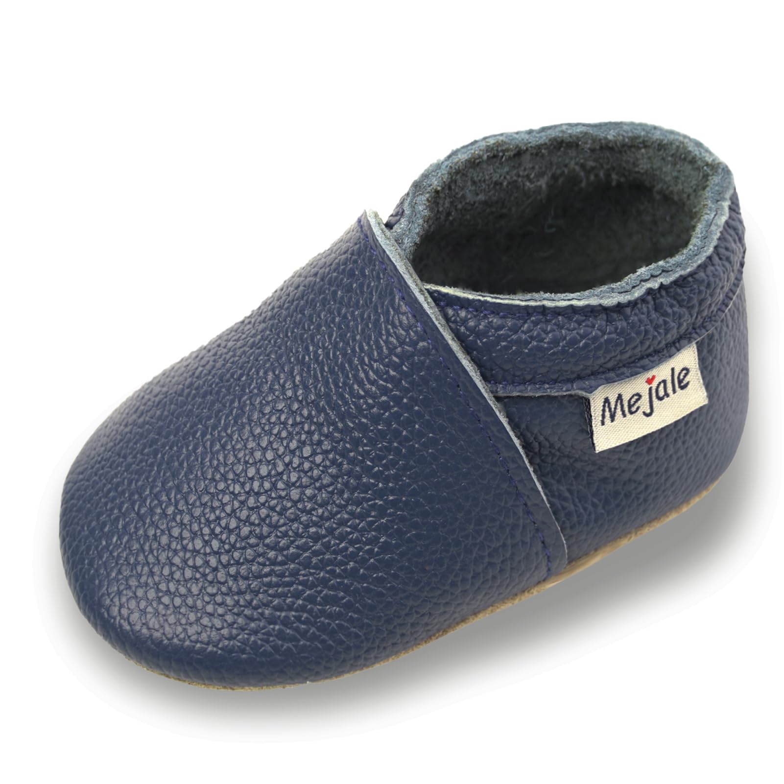 Mejale Baby Moccasins Boy Infant Shoe Toddler Leather Soft Sole Slipper Prewalker Light First Walking Crawling Blue Shoes,6-12 Months,M