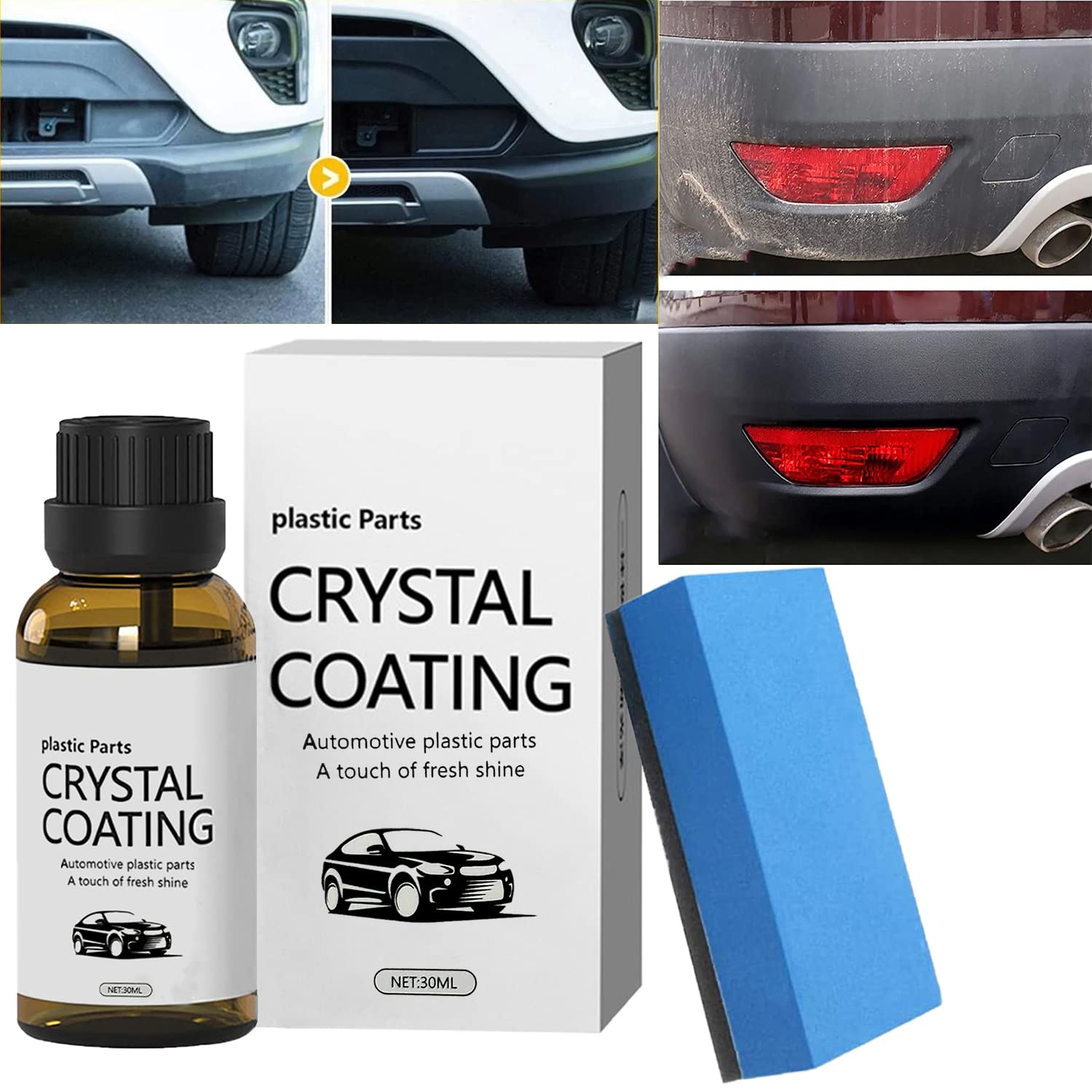 Plastic Restoring Agent for Car - Black Exterior and Interior Trim Refurbish - Plastic Polishing Agent for Bikes - Revitalizing Liquid for Car Parts Cleaning and Shine Restoration