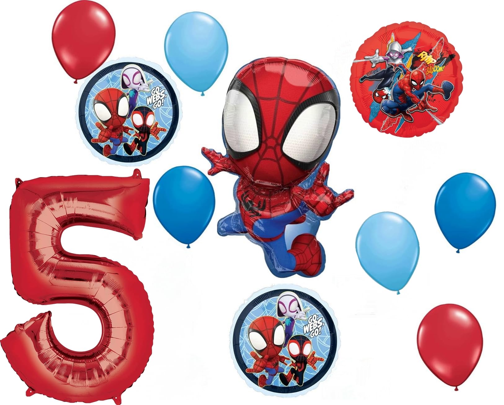Spidey and His Amazing Friends 5th Birthday Party Supplies 11pc Balloon Bouquet Decorations