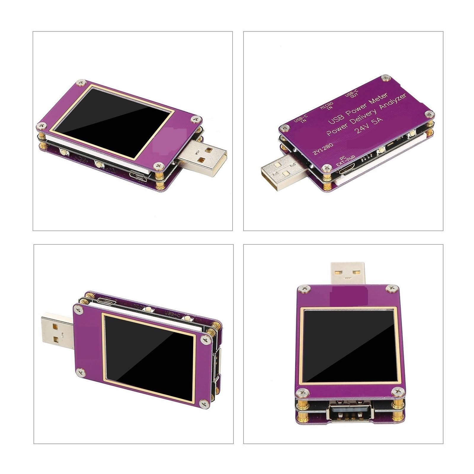 USB-Strommessung, USB-Tester, digitales Display, Farbbildschirm, Strom, Spannung, Kapazität, Tester mit Schnellladeprotokoll-Erkennung
