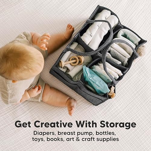 Vista 25 de KeaBabies Organizador de pañales para bebé con asa, organizadores portátiles para bebés y almacenamiento para guardería, cambiador, organizador