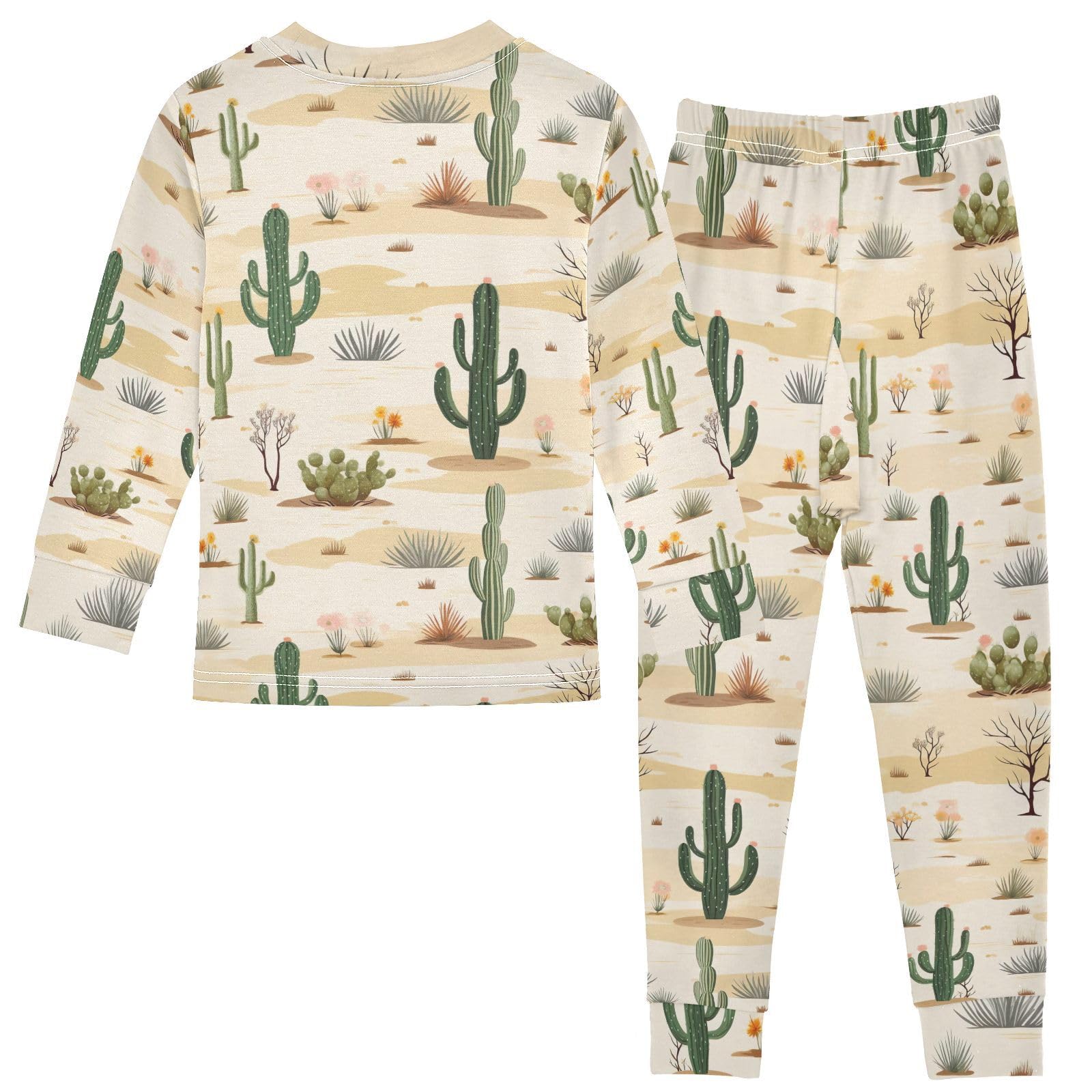 SPRIPORT Wilderness Cactus Soft Comfy Pajama Set Cotton 2 Piece Pjs Set Long Sleeve Top and Pants Sleepwear 4T Multicolor