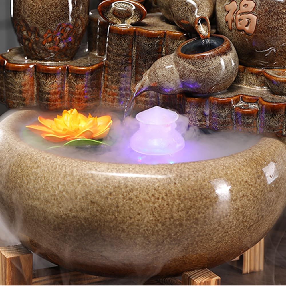 Fuente de Mesa Fuente de relajación de sobremesa con Rueda de Agua, decoración for Escritorio de Oficina y Sala de Estar Decoración de Regalo