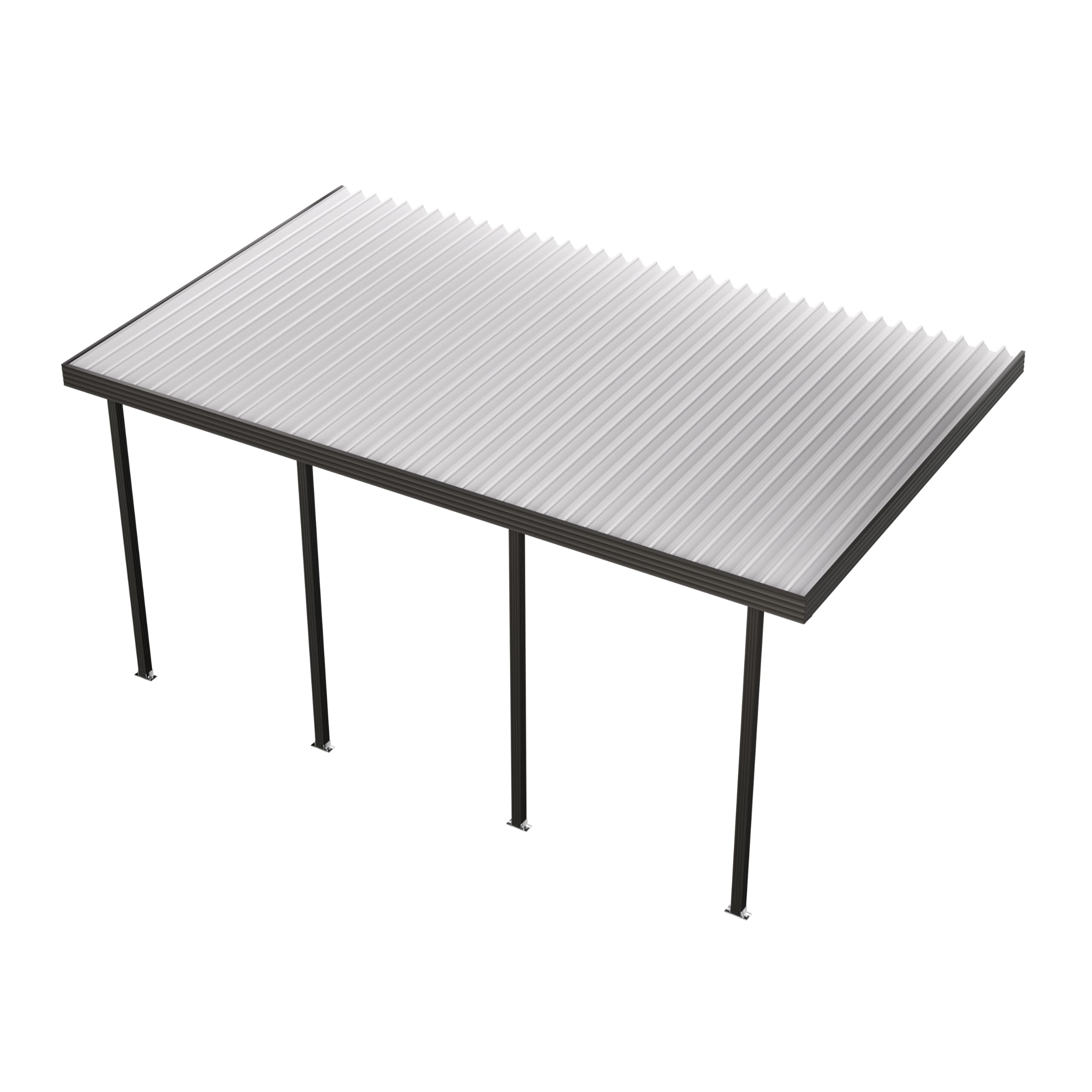 TWV Series 20 ft. W x 12 ft. D Dark Bronze Frame White Roof Aluminum Attached Patio Cover Awning with 4 Posts and 10 lb. Snow Load