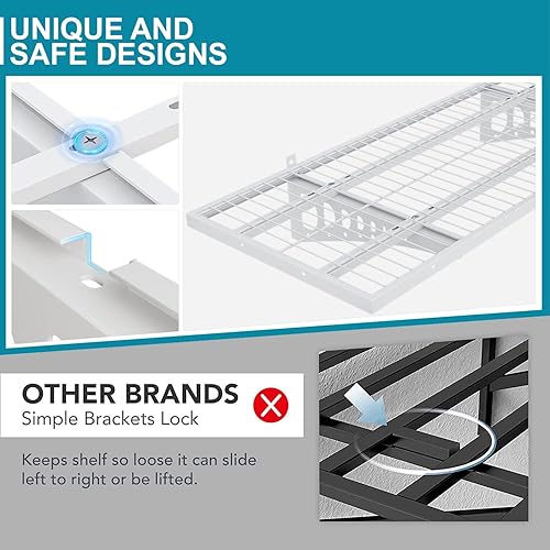 Miniatura 5 de Paquete de 2 estanterías de pared de garaje de 1.5 x 3.8 pies, estantes de pared resistentes de 18 x 45.6 pulgadas, estante de almacenamiento de