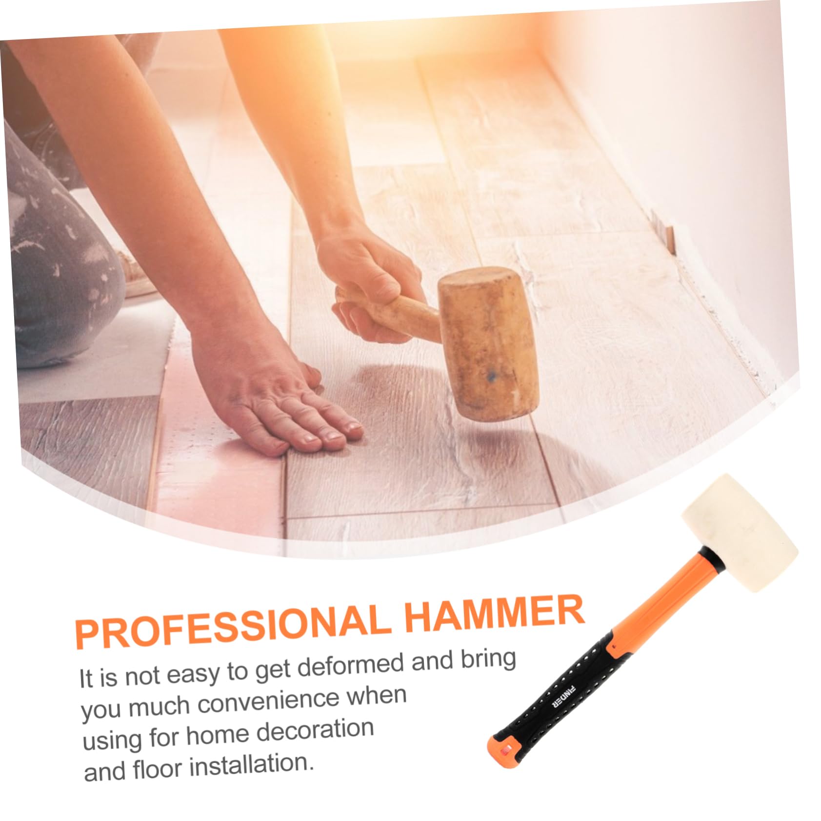 SEWACC 1Pc Non Slip Rubber Mallet Hammer for Flooring and Tile Installation Durable Household Tool with Ergonomic Handle Flexible and Wear Resistant Design