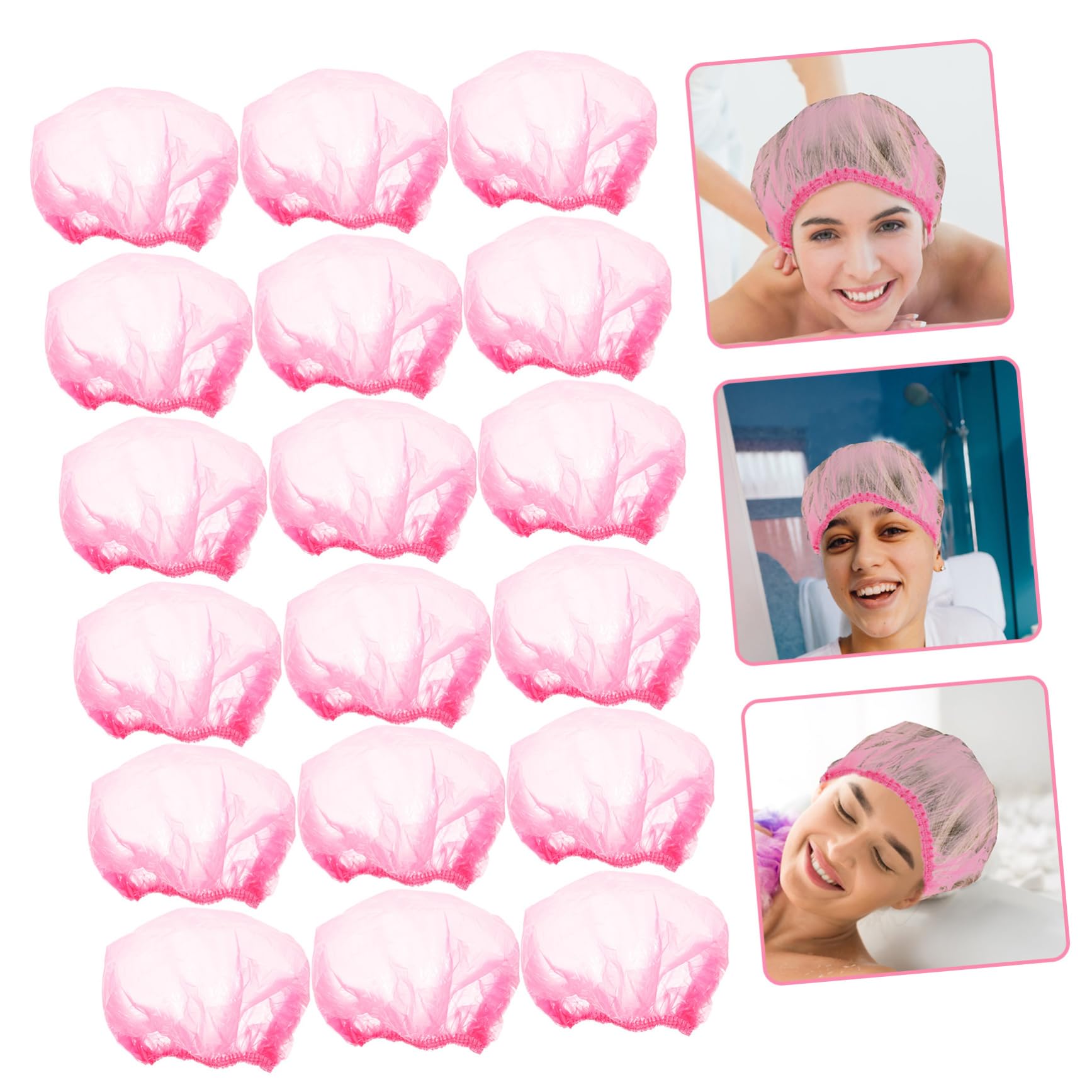 FRCOLOR Einweg Duschhauben zum Schutz der Haare Rosa für Damen aus Kunststoff 500 Stück Große Elastische Badekappen Beim Kochen und Reisen