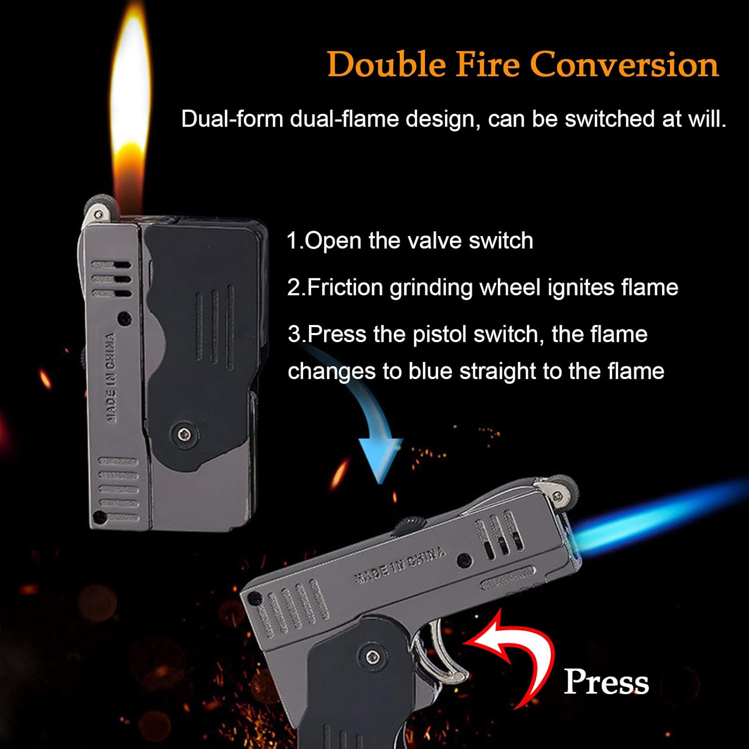 Buy Torch Lighter, Switchable Jet Flame Lighter Butane Refillable with