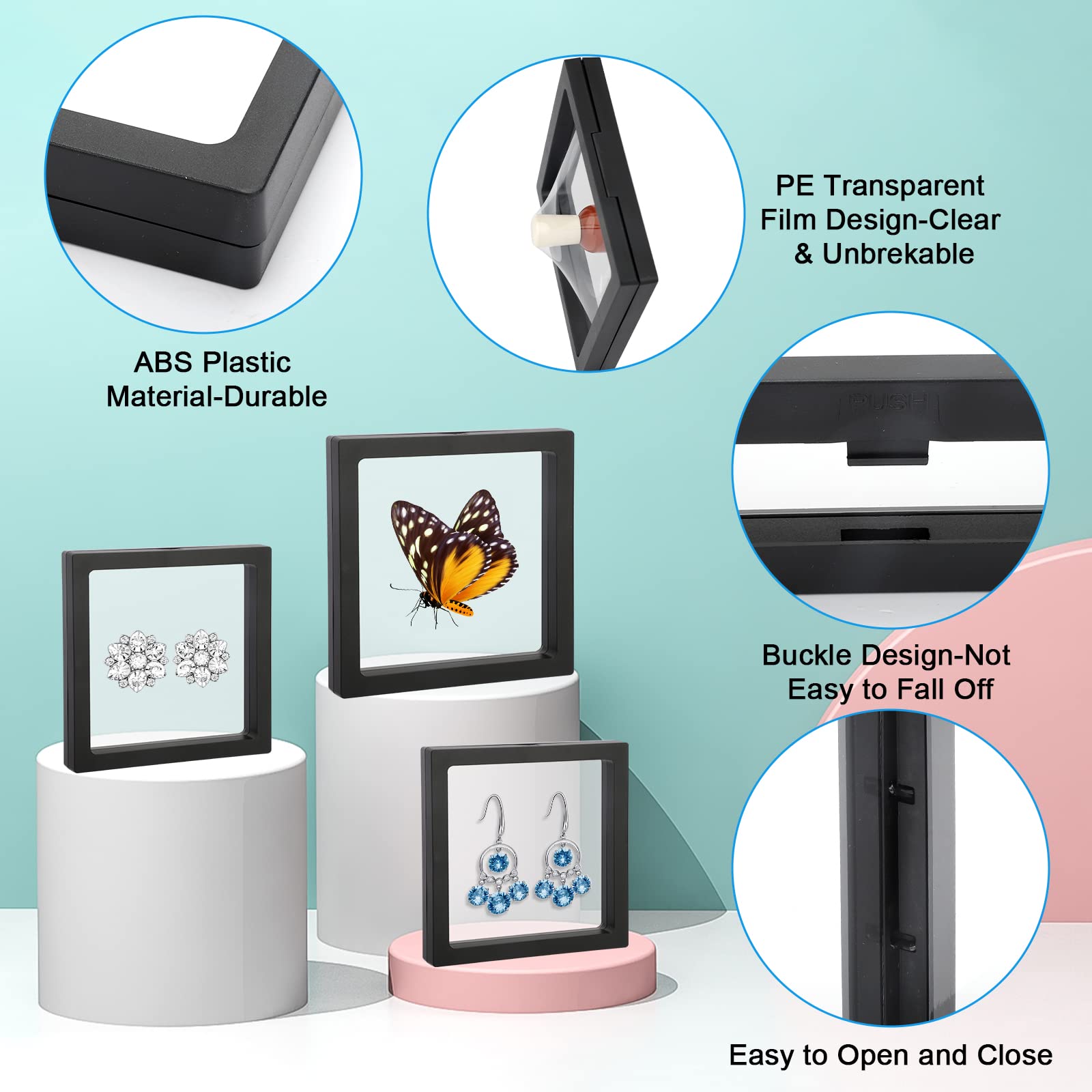 ブラック 3D フローティングフレーム 10パック 4.13.12インチ/110X110X20m チャレンジコインホルダーディスプレ  Linkstyle チャレンジコインディスプレイスタンドホルダー 10個 3Dフローティングフレーム 透明 PE フローティングディスプレイケース  ジュエリー収納 ...