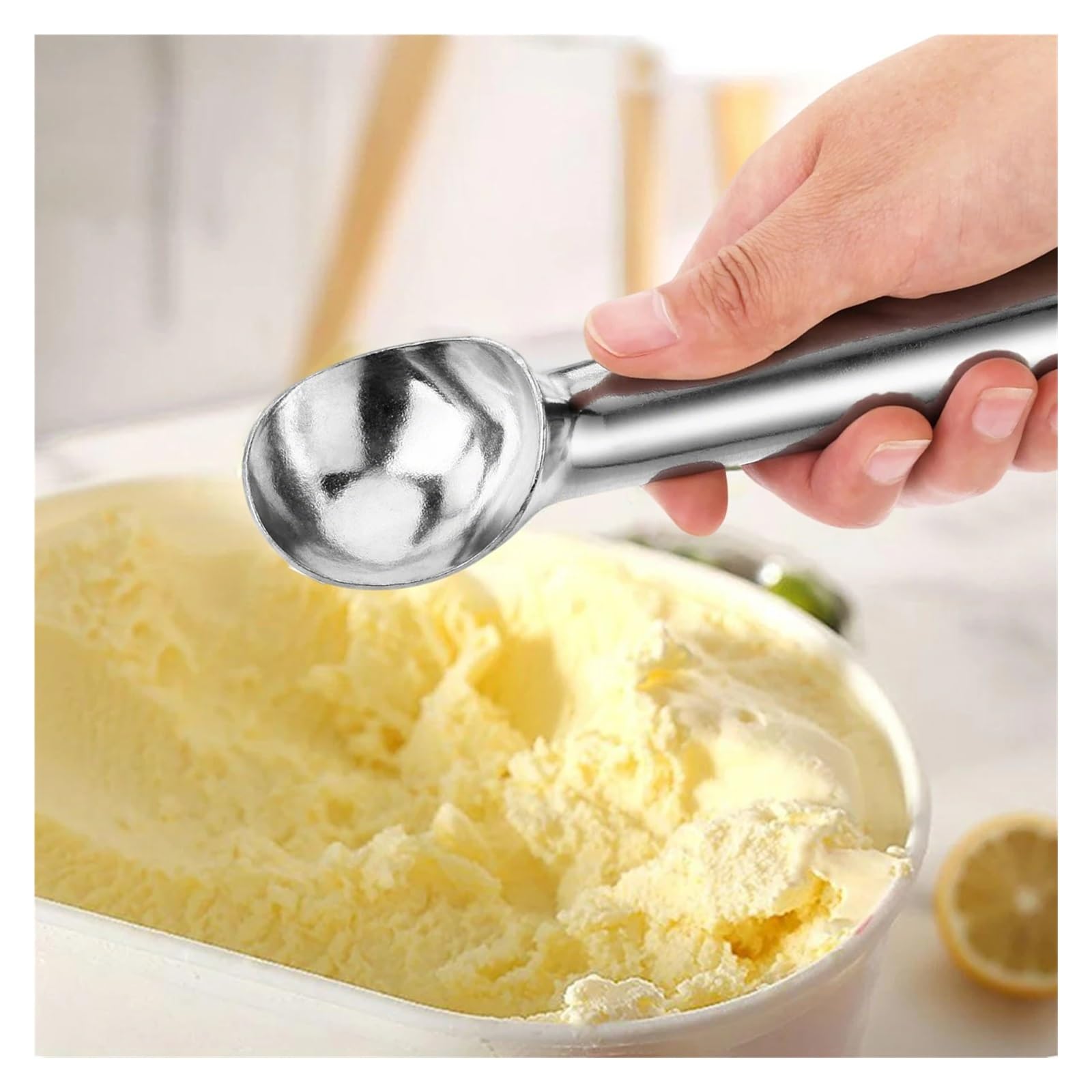 Paletta for gelato da 2 confezioni, cucchiaio in alluminio antiaderente, con comoda impugnatura(2 oz Silver)