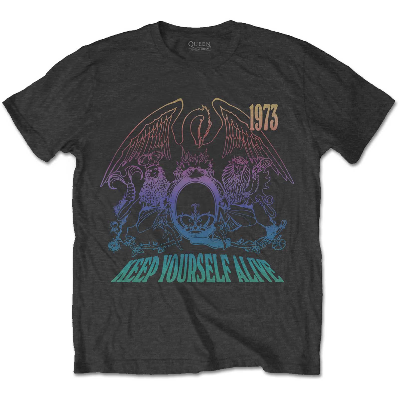 Queen T Shirt Keep Yourself Alive Band Logo Official Unisex Charcoal Grey S