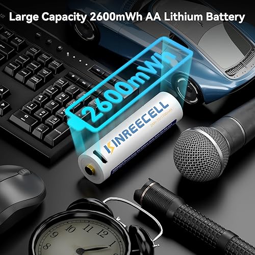 Miniatura 3 de Baterías recargables AA de litio, 2600 mWh (1700 mAh) 1.5 voltios de litio, vida útil de 1500 ciclos, baterías de iones de litio USB de carga
