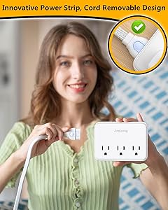 Non Surge Power Strip for Cruise, Travel Power Strip Cord Removable for Easy Packing, Huntkey 3 Outlets with 4 USB Ports (2 USB-C, 2 USB-A), Easycombo Modular Design, Enjoy DIY Fun