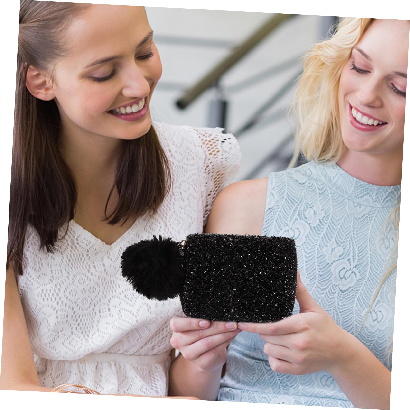 Housoutil 3stücke Sequin Kosmetiktasche Klein Tragbare Reiseaufbewahrung Pu Material Glänzender Look Für Urlaub Gym Und Organisation Farbe Schwarz s