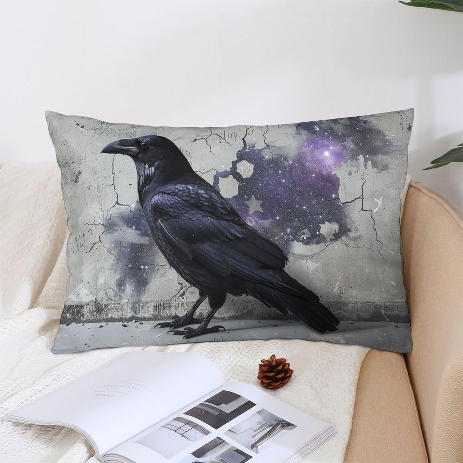 NTVOWPZO Decoration Throw Pillow Covers 12 "x20 Pillowcases Covers Crow on The Ground Soft Pillowcases Modern Farmhouse Home Decor Sofa Cushions Covers for Couch Bed Living Room