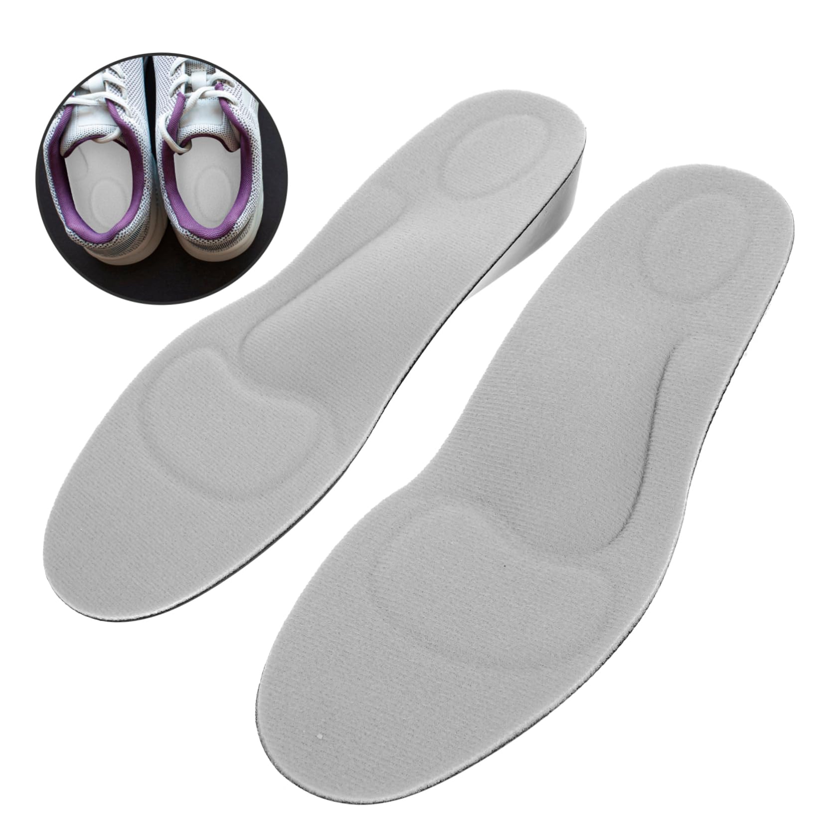 FOMIYES 3 Paar Schuheinlagen Für Damen 3 5 Cm Zur Erhöhung Der Körpergröße Einlegesohle Fußgewölbeunterstützung Zuschneidbar Länge 26 Cm Größe Eu 34–40 Grau
