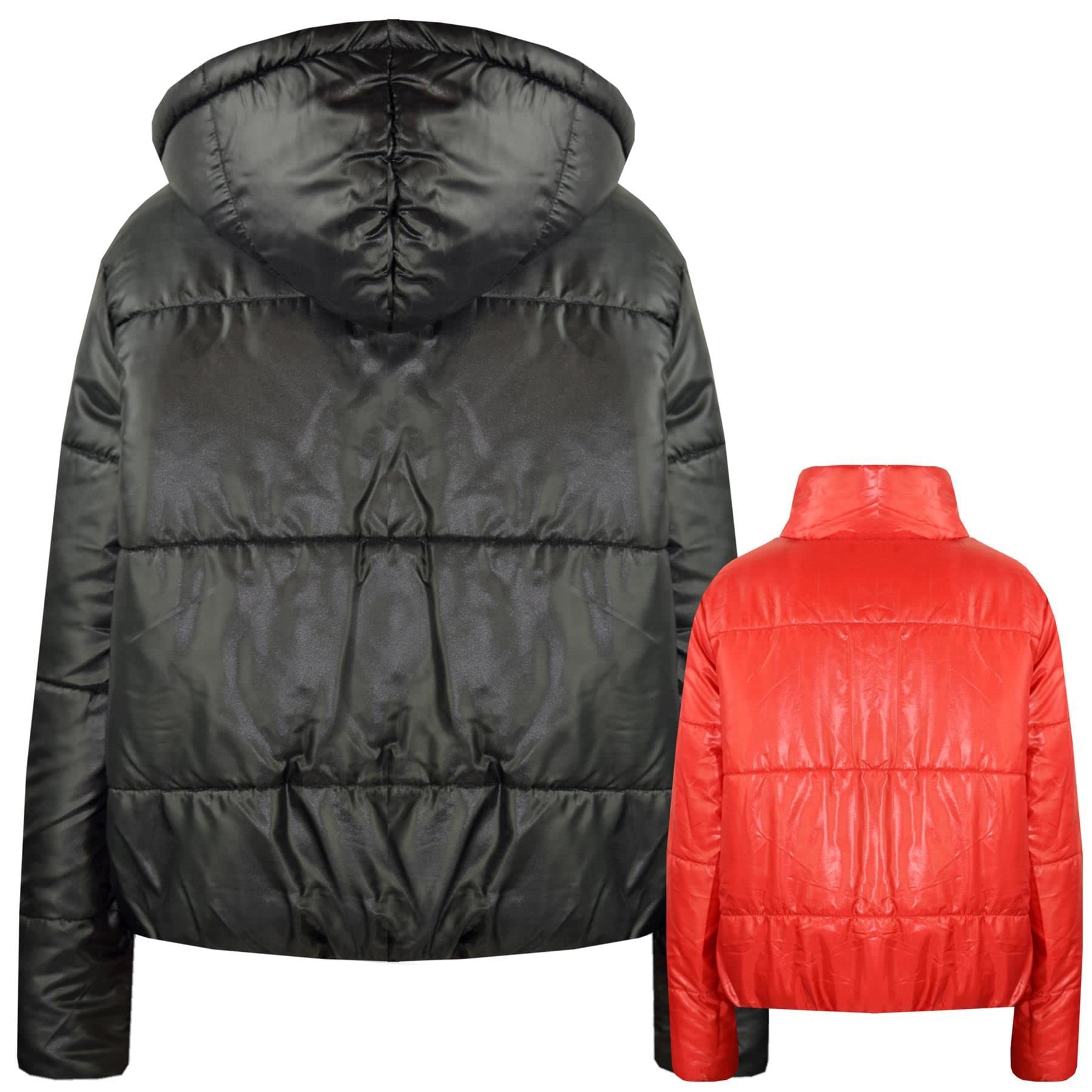 A2Z 4 Kids Dziewczyny Chłopcy Kurtka Dwustronna, Krótka, Z Kapturem, Wyściełana Podszewką Kurtki Puchowe - Reversible Jacket 492 Black 7-8.