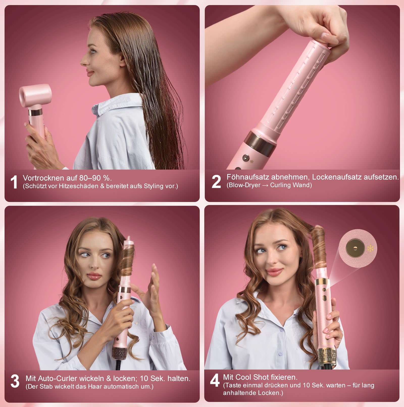 Mythsight StyleVibe 8-in-1 Airstyler mit Diffusor-Haartrockner, automatischen Lockenwicklern, Thermobürste, Reisetasche