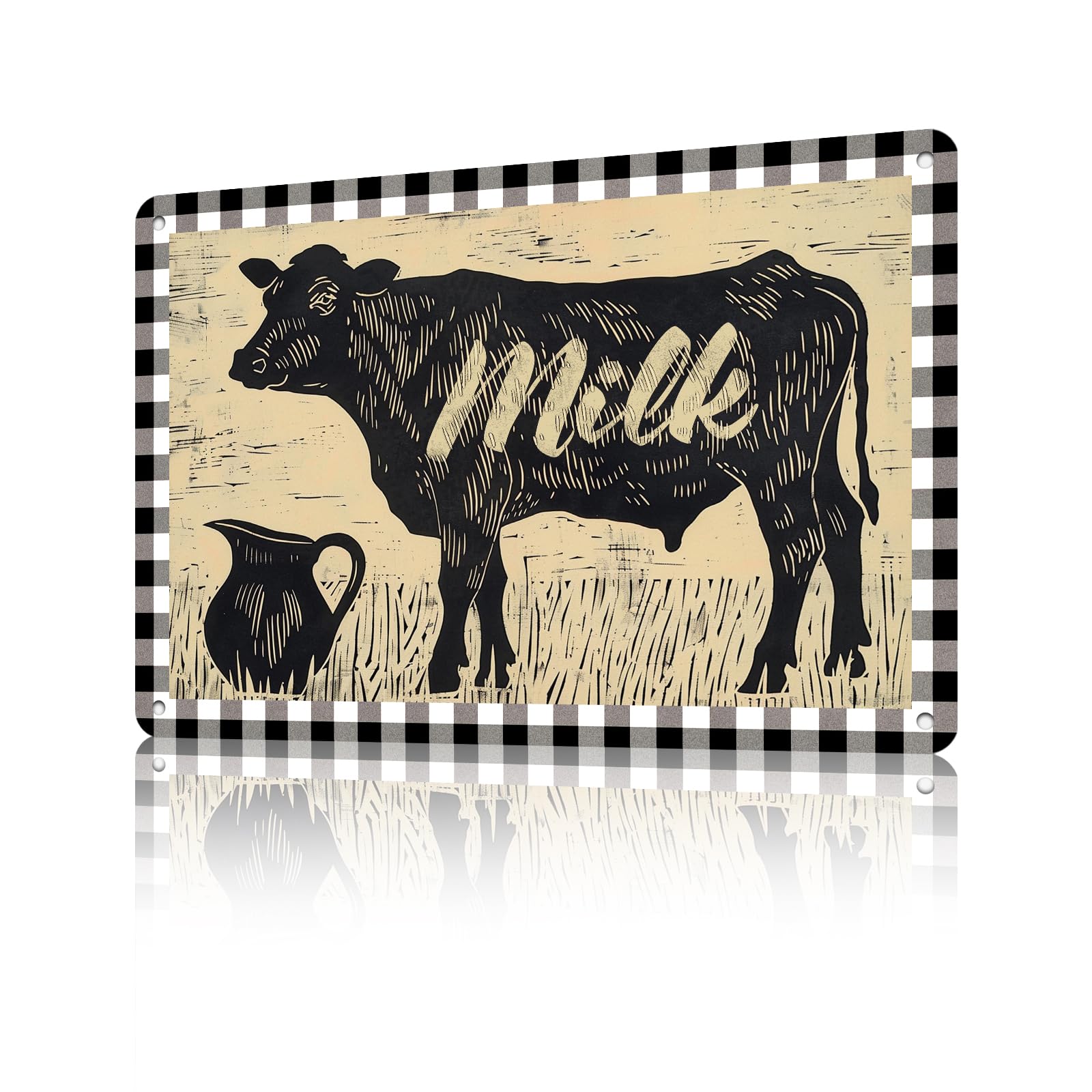 Anceky Cow Milk Metal Sign Vintage Tin Sign Retro Wall Decor for Home Backyard Cafe Bar Plub Bedroom 12×8 Inch