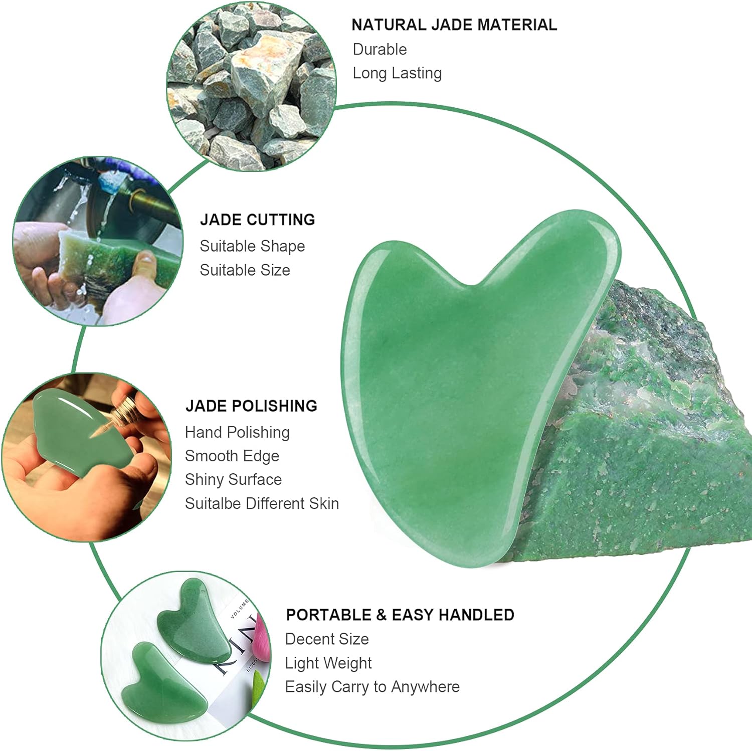 Gua Sha Facial Tool, Natural Jade Stone Guasha Board for SPA Acupuncture Therapy Trigger Point Treatment, Gua Sha Scraping Massage Tool : Health & Household