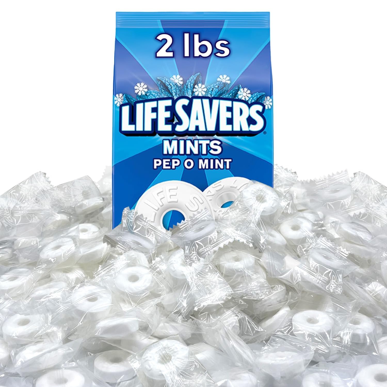 Life SaversPep O Mint Hard Candy - 2 Pounds of Bulk Candy - Peppermint Life Saver Mints - Great for Sharing - Individually Wrapped