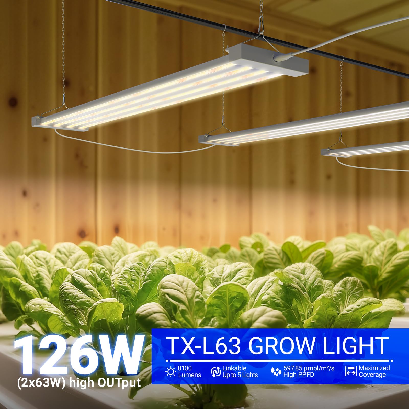 Barrina TX-L63 88cm Pflanzenlampe Vollspektrum, 128W (2 x 63W) Grow Light