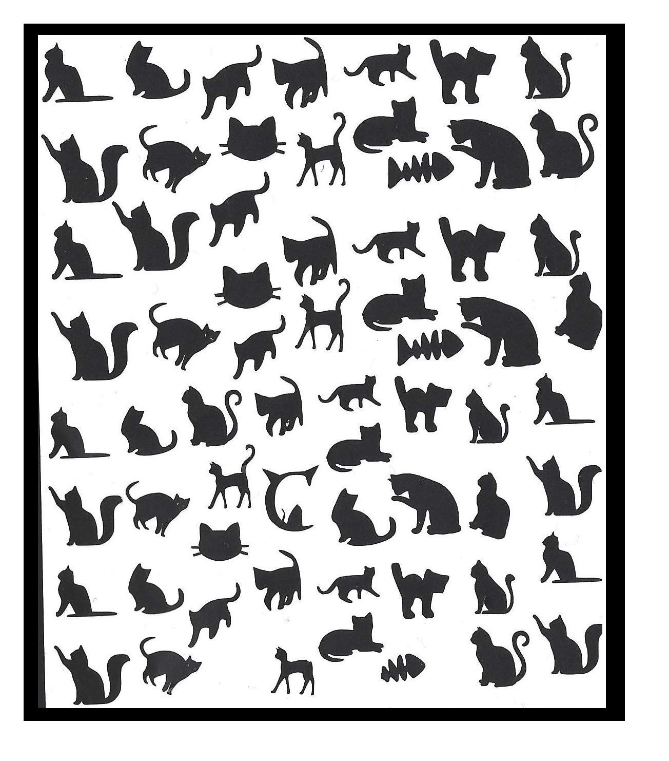 Cat Kitten Collection (Cat Press On Nail Stickers Black)