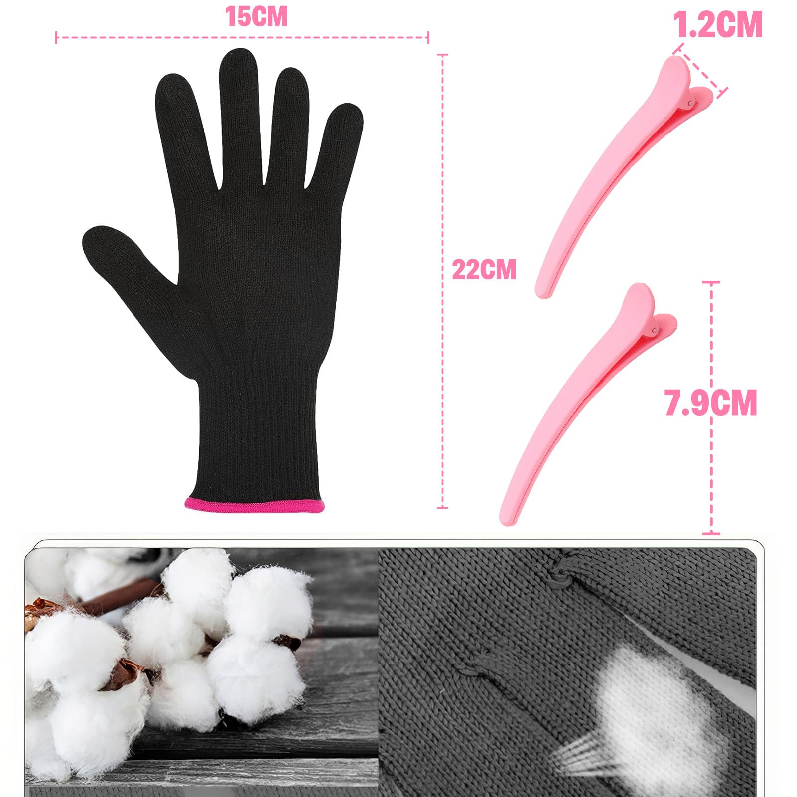 Gants Professionnels Résistants Chaleur Coiffage Fer à Lisseur Boucler Droit Gauche (1 Paire)