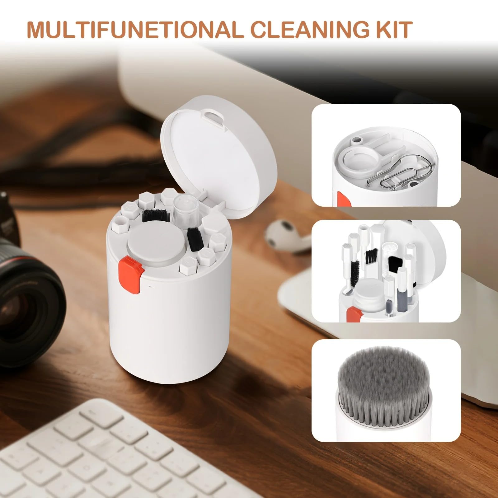 Kit de limpieza electrónica 20 en 1, kit de limpieza profesional de teclado con cepillo retráctil, bolígrafo de limpieza de auriculares y limpiador de pantalla para AirPod, MacBook, iPhone