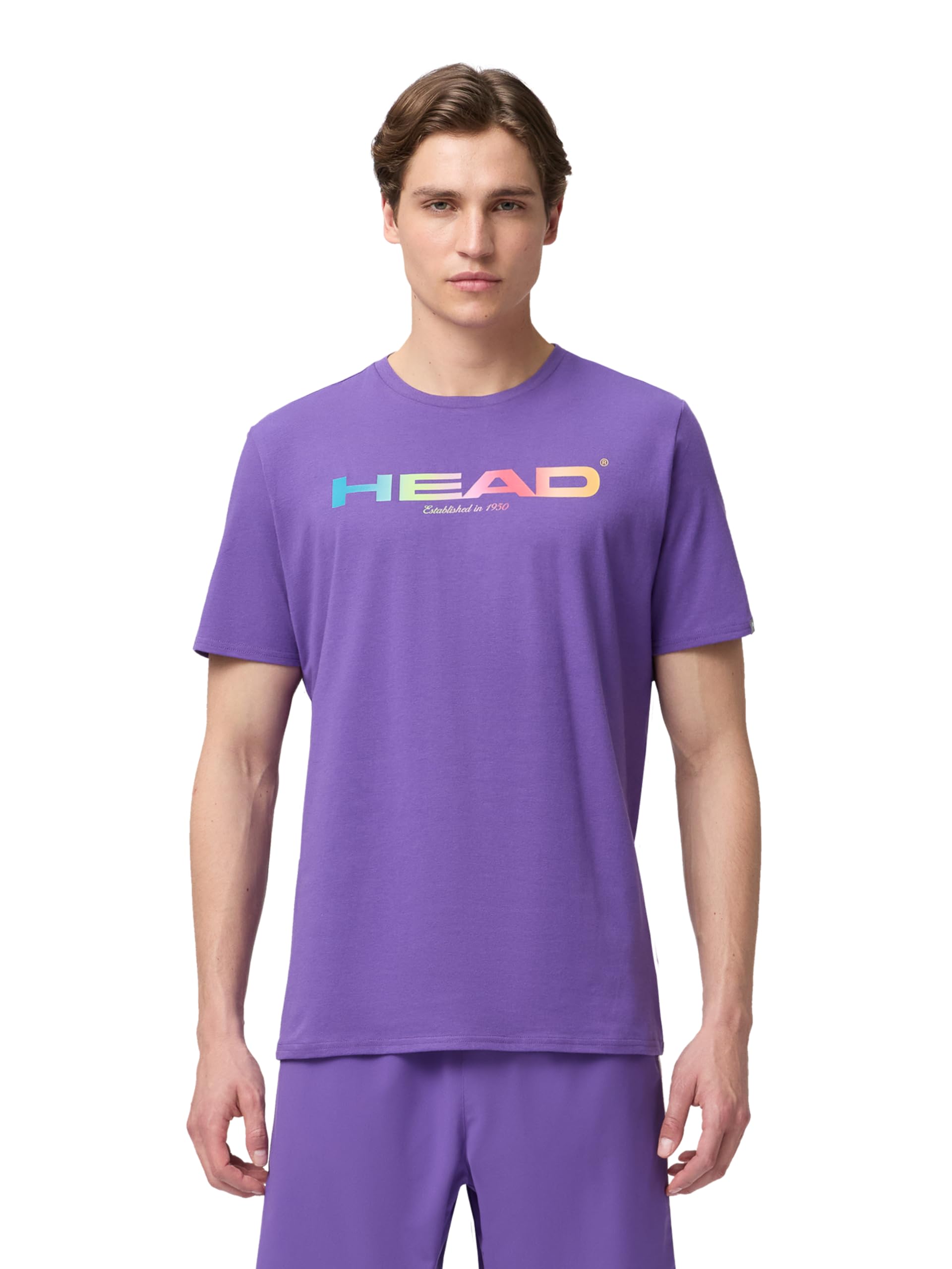 Men’s Rainbow T-Shirt – Moisture Wicking Cotton Blend Logo T-Shirt with Stretch for Tennis and Everyday Wear