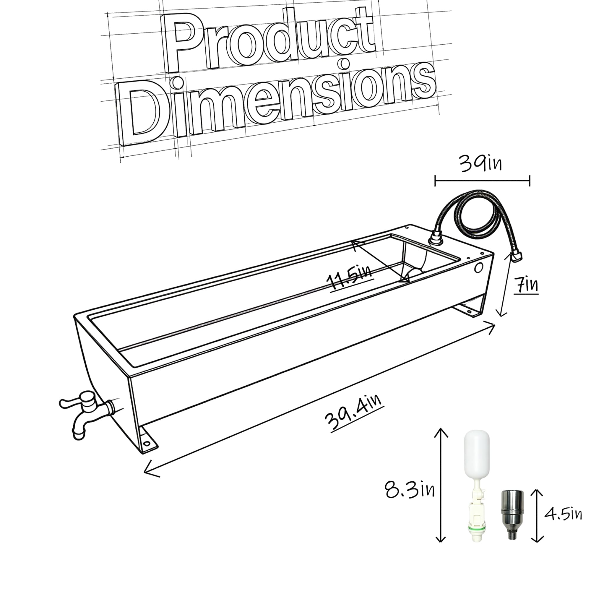 Dispensador automático de cuenco de agua grande para perros, bebedero para ganado, acero inoxidable de 12 galones con válvula flotante para ganado, pollo, cabra, caballo, cerdos, aves de corral