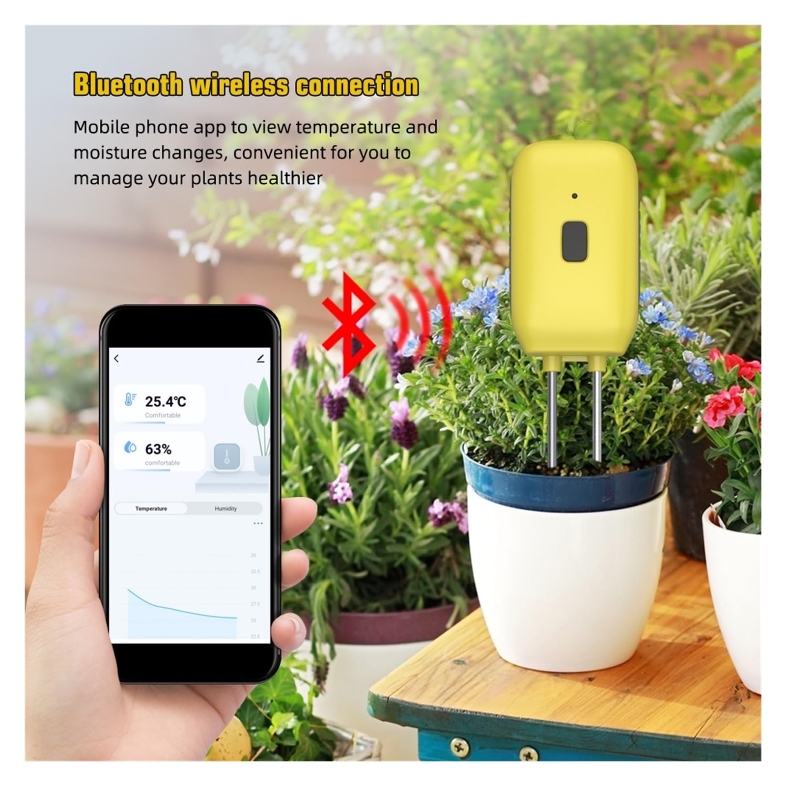 PAGJHRFJG Tuya Smart Bluetooth Tester del Suolo Misuratore di Temperatura e Umidità Termoigrometro Impermeabile Automazione del Giardino