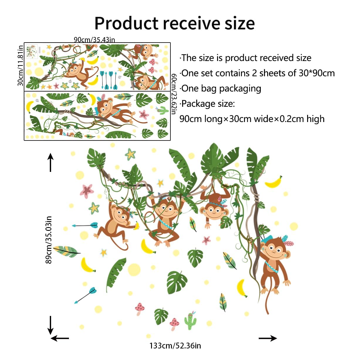 Snapklik.com : Watercolor Monkeys Wall Decals Jungle Animal Monkeys ...