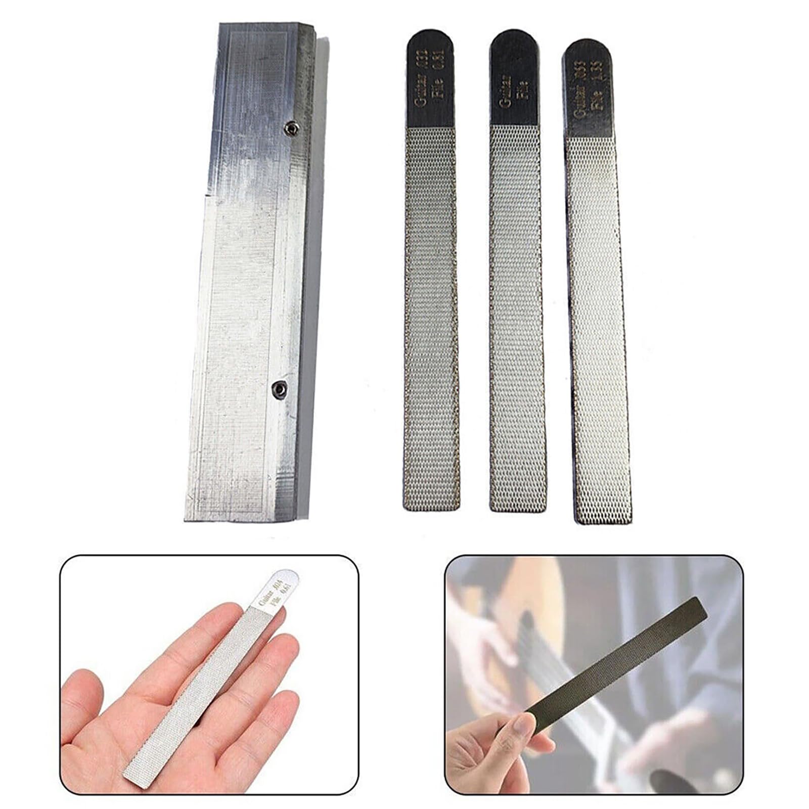 Guitar Nut Files Nut Slotting Files Set, 3PCS Fret Crowning Files Luthier Tools and Guitar Polished Tool