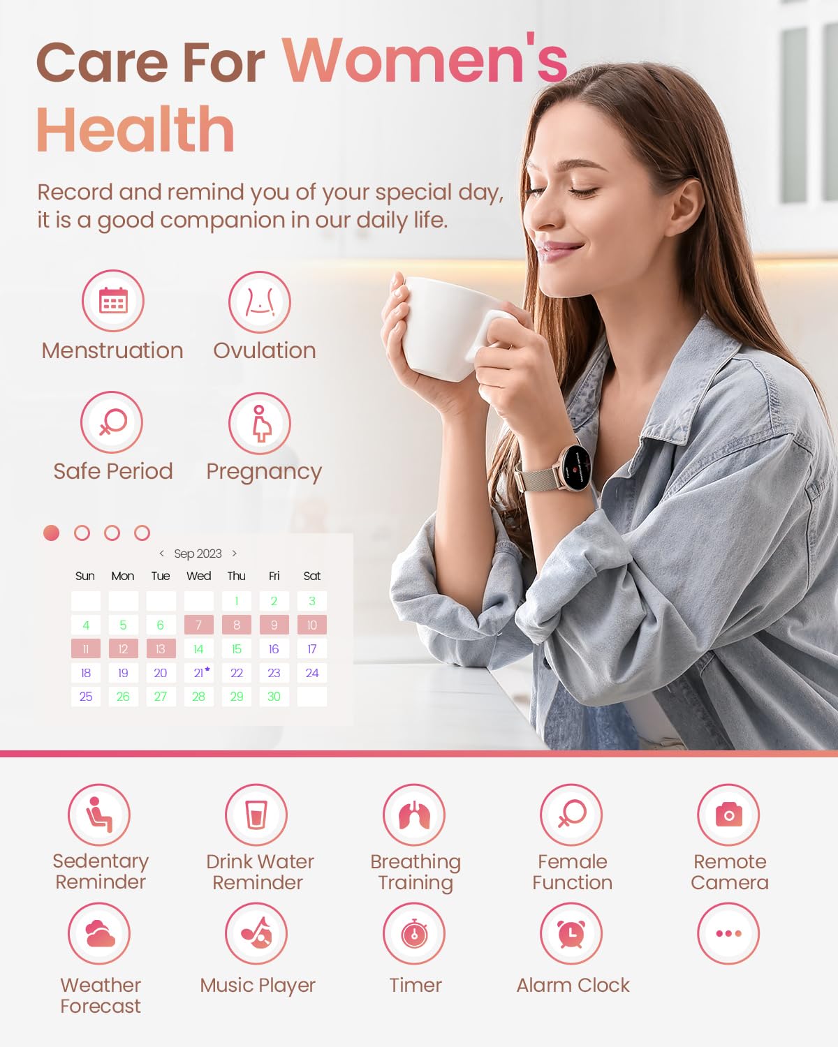 HASAKEI Smartwatch Donna con Effettua o Risposta Chiamate, 1,39" HD Smart Watch, Fisiologia Feminile, 120 Sport, Orologio Smartwatch Digitale Cardiofrequenzimetro/SpO2/Sonno Android iOS, Oro Rosa