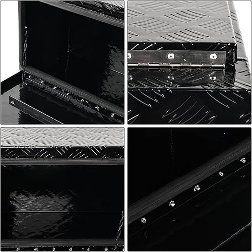 Miniatura 10 de Caja de herramientas de acero negro de 48 pulgadas, para camión, automóvil, remolque, recogida en exteriores, caja de herramientas debajo de la