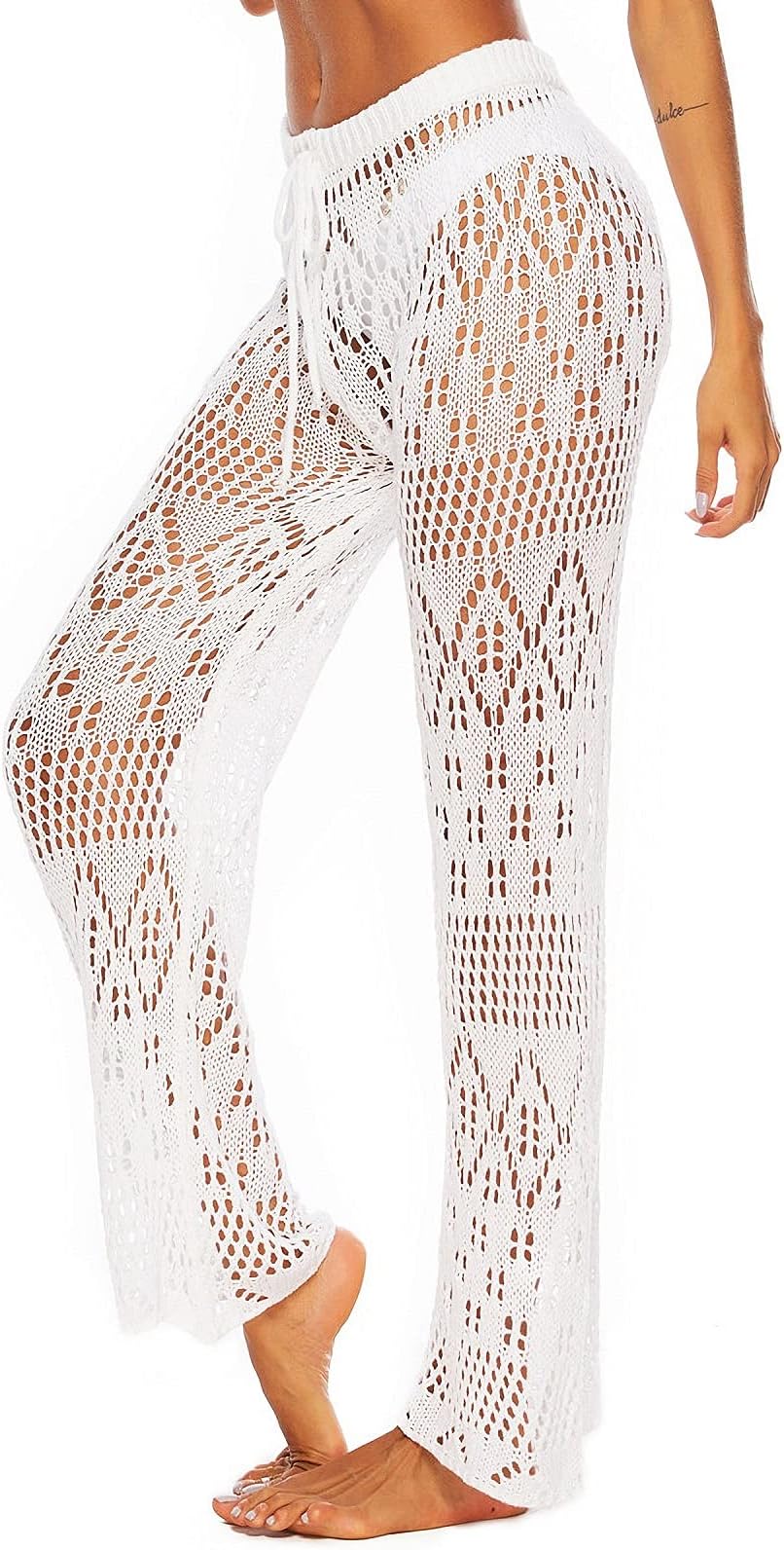 Women's Cover Up Pants Knitted Hollow Out Crochet Bikini Swimsuits Beach Pants