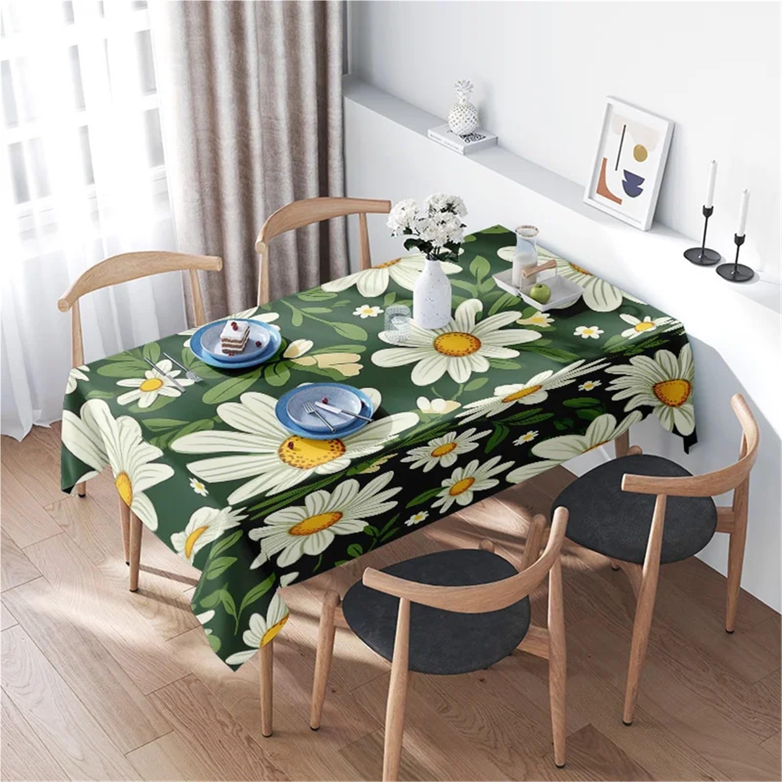 Mantel Flores Mantel Floral Moderno for decoración del hogar con Estampado de vegetación, Tela fácil Cuidado for Comedor o Cocina, Varios tamaños Disponibles(100X140CM)