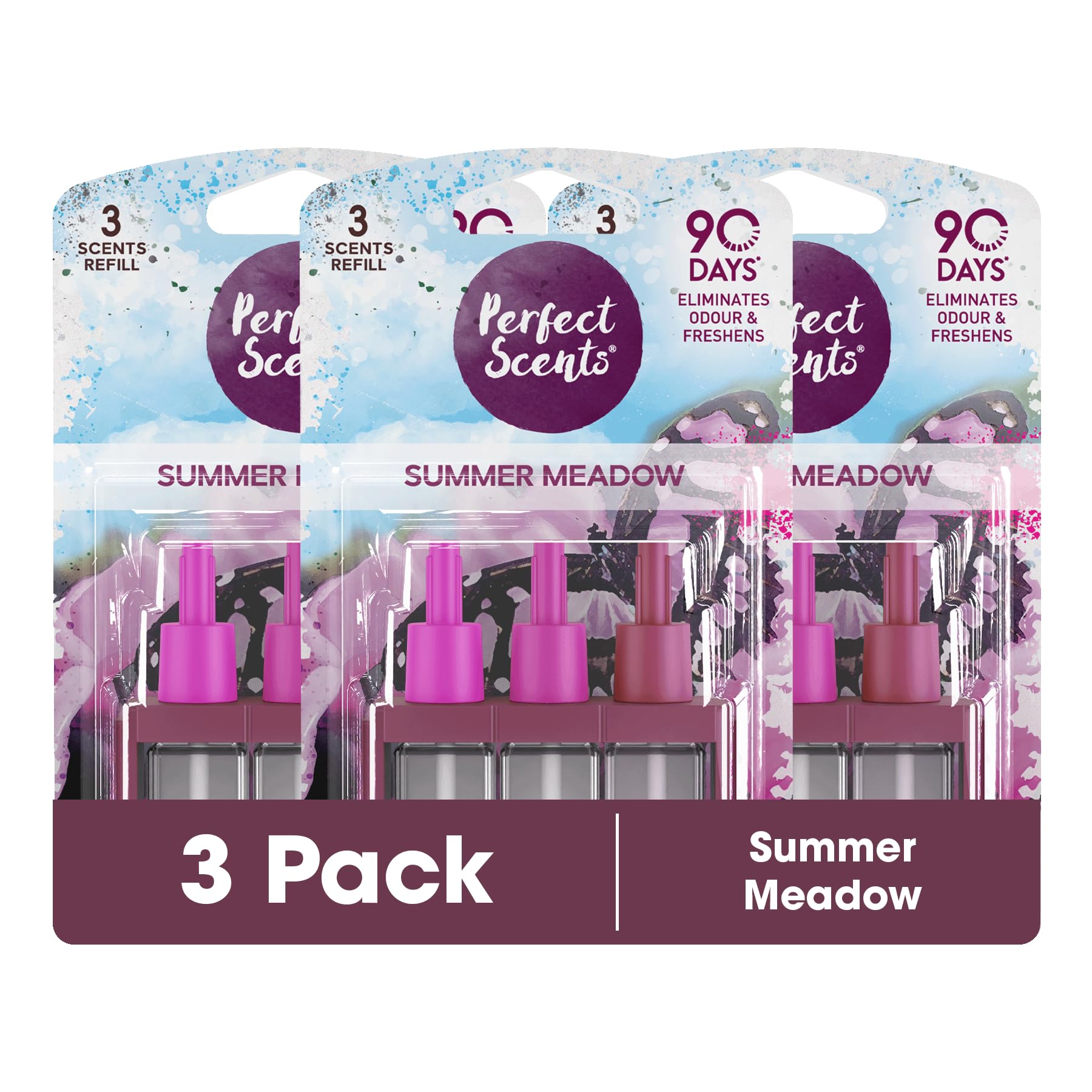 3, 6, 12x Perfect Scents 3 Scents Summer Meadow Air Freshener Refill - Compatible with 3volution 20ml per Pack (3 Pack)