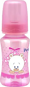 Petita Mamadeira Cinturada Color Com Bico Em Silicone 240Ml Filhotes - Rosa Rosa
