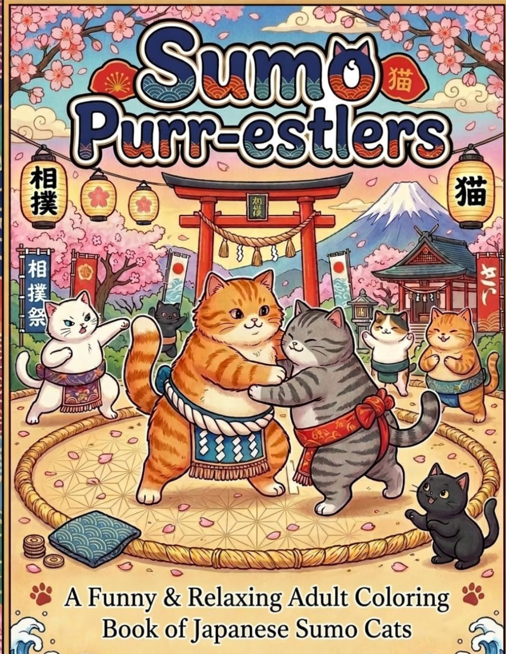 Sumo Purr-estlers: A Funny & Relaxing Adult Coloring Book of Japanese Sumo Cats