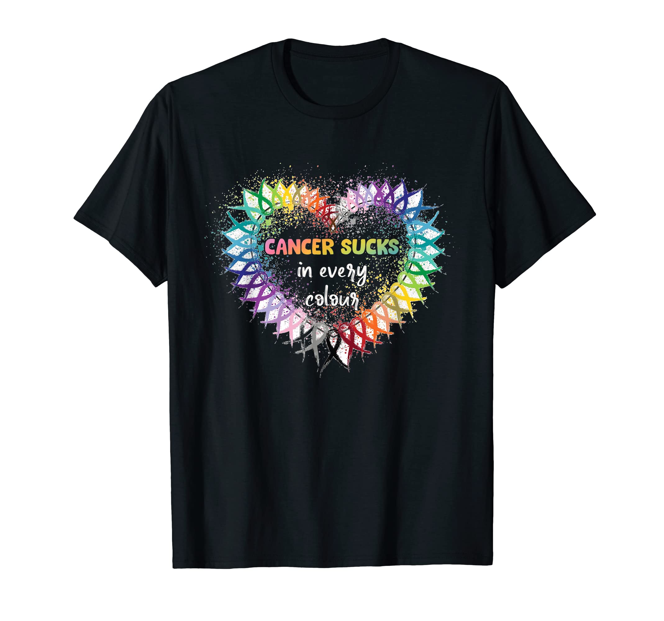 Cancer Sucks In Every ColorCancer Awareness Ribbons Heart T-ShirtOEKO-TEX STANDARD 100