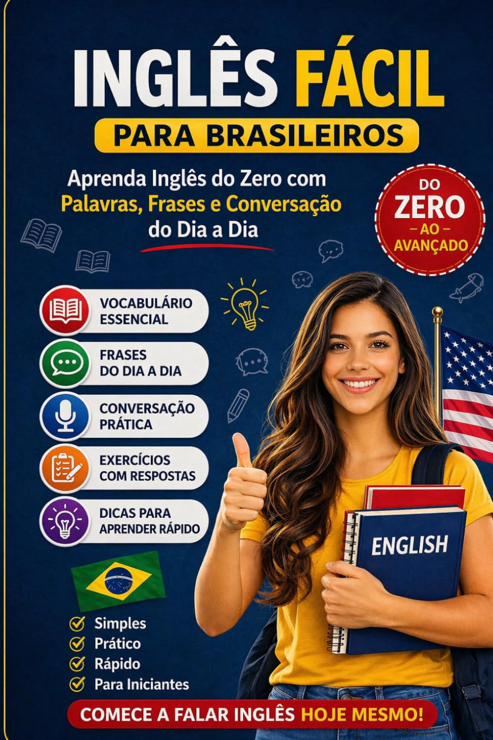 Inglês Fácil para Brasileiros: Aprenda Inglês do Zero com Palavras, Frases e Conversação do Dia a Dia