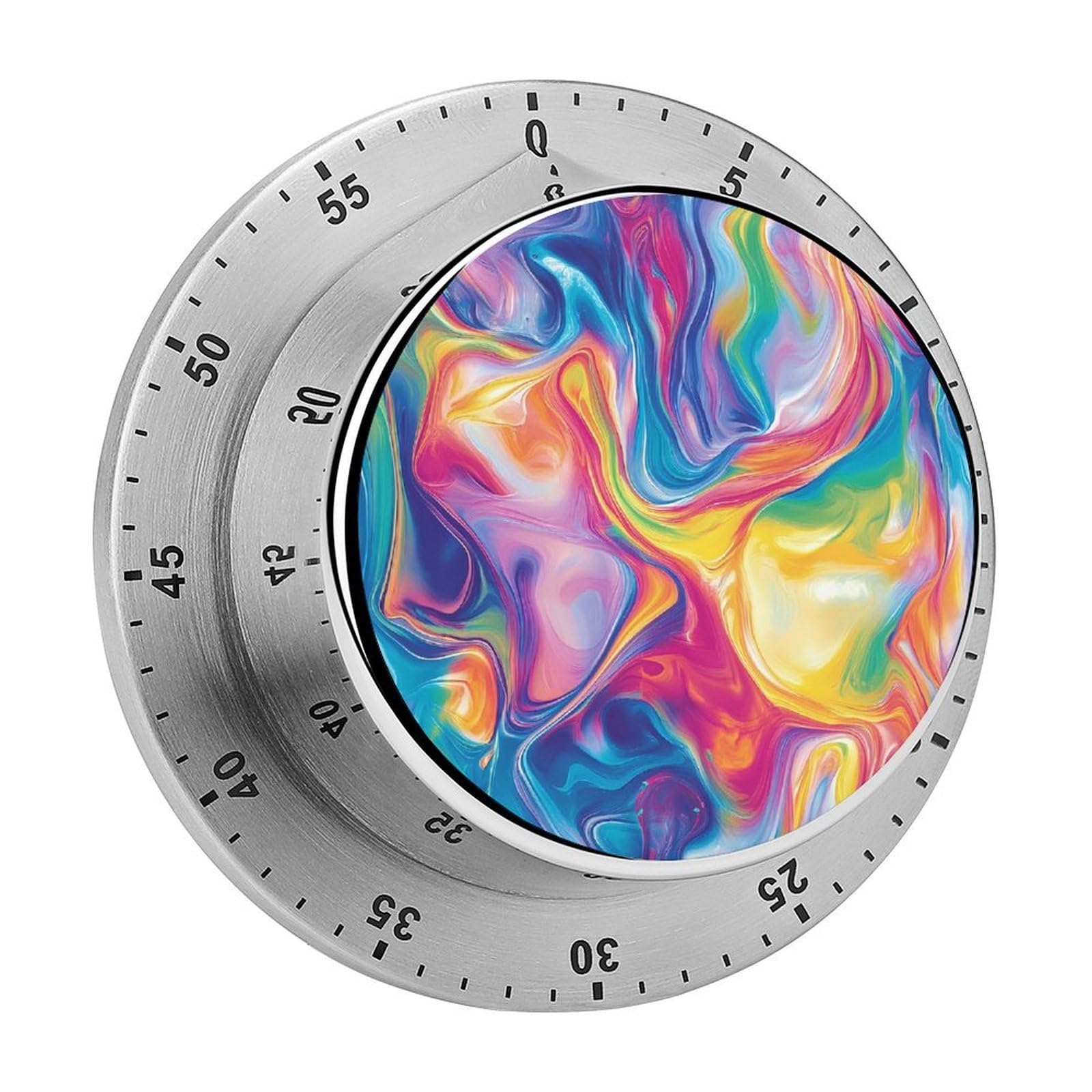 PsychedelicRainbow Funny Timer 60 Minute Countdown Timer Mechanical Time Management Tool for Kitchen Work